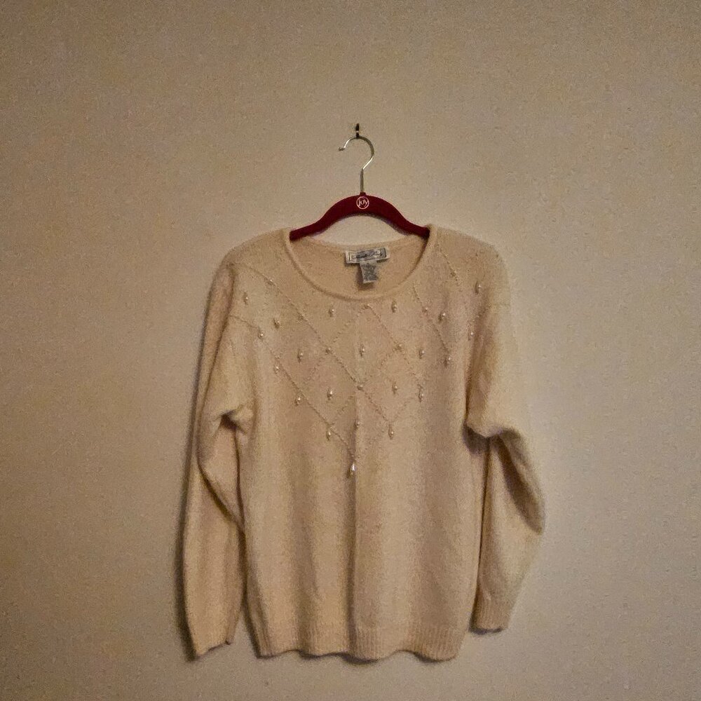 Private Party Off White Pearl Embellished Sweater